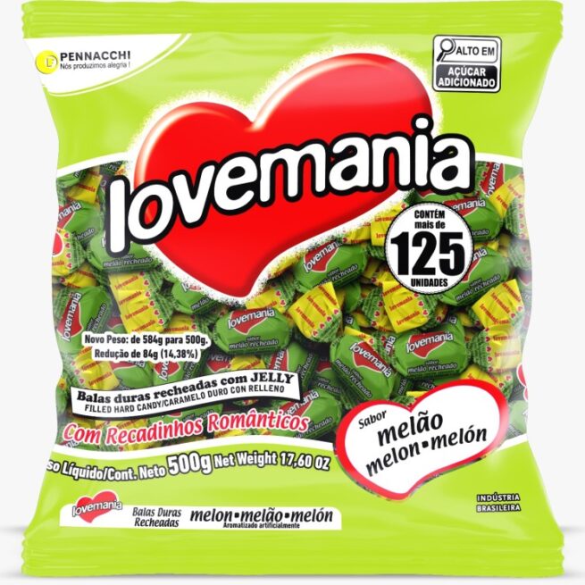 Bala Lovemania Melao Rech Jelly 500g