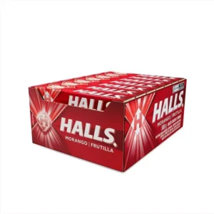 Bala Halls Morango 28g - Embalagem com 21 unidades