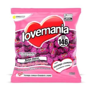 Bala Lovemania Morango Cremoso 584g