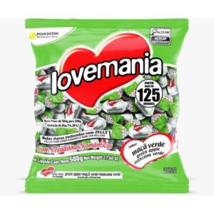 Bala Lovemania Maçã Verde Recheada Jelly 500g