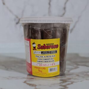 PAÇOCA ROLHA COBERTA C/ CHOCOLATE 50 UNIDADES DOCES SABOROSO